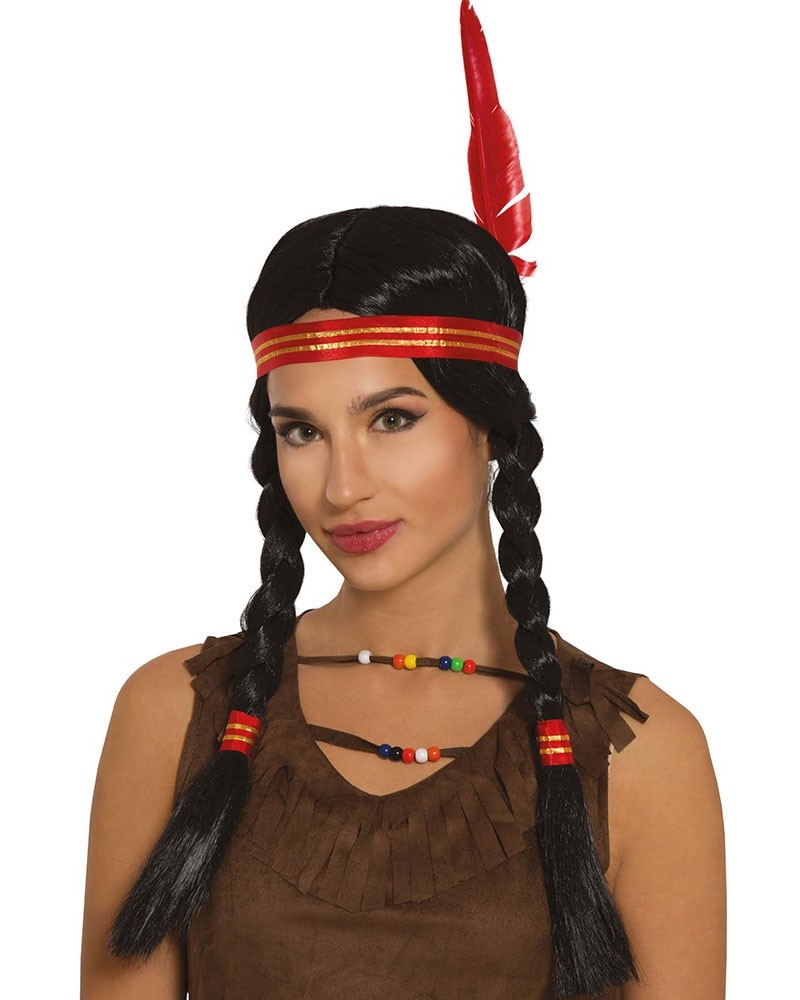 Peluca India con Cinta y Trenzas en caja