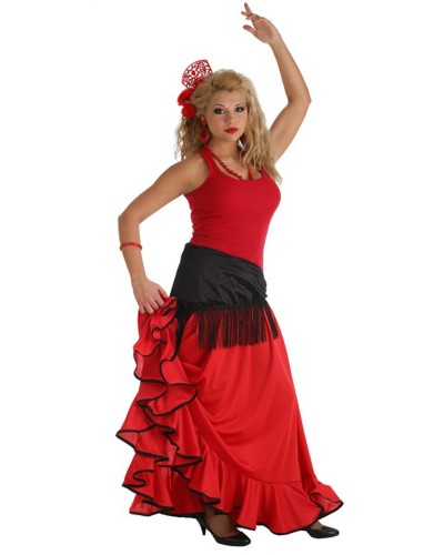 Disfraz Falda Rociera Roja Adulto